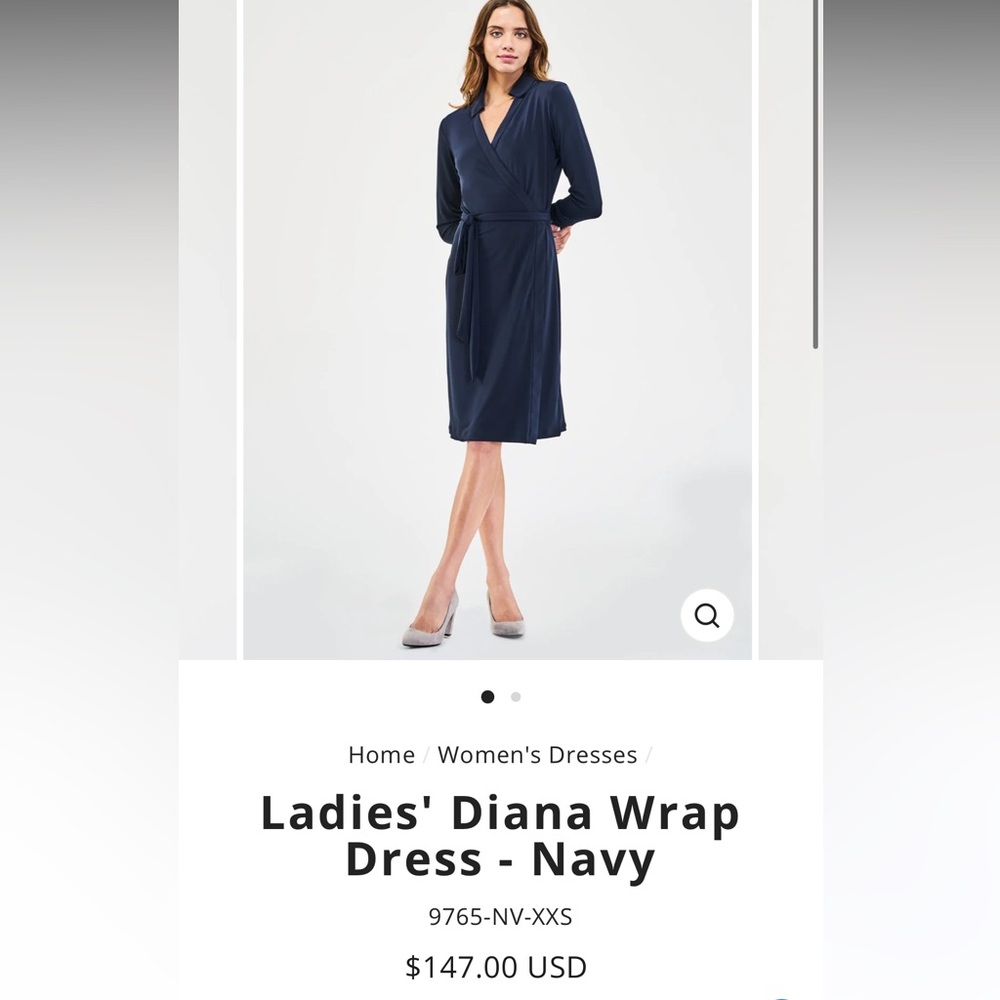 Navy Blue Wrap Dress Size :XS